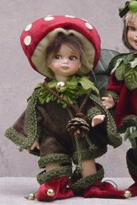 Mushroom, Porcelain Fairy Dolls - Porcelain Fairies Elves - Elf Doll: Mushroom, bisque porcelain personage,  Height: 20cm, handmade doll,