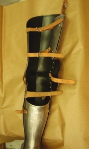 Medieval Legs Armor, Armours - Medieval Body Armour - Part of armor to protect the leg and thigh, greaves with knee cops flexible, shin and shoe,