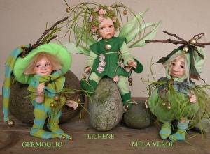 Lichene, Fate Folletti di Porcellana - Folletti elfi in porcellana - Personaggio in porcellana di bisquit Altezza: 24cm, bambola artigianale. collezione montedragone.