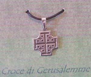 Croce Di Gerusalemme  In Oro, Gioielli - Tribali Etnici - Ciondolo raffigurante l'antica croce di Gerusalemme
