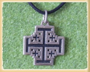 Croce Di Gerusalemme  In Oro, Gioielli - Tribali Etnici - Ciondolo raffigurante l'antica croce di Gerusalemme