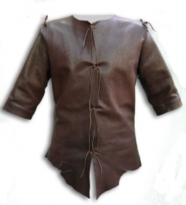 Bodice Thief, Medieval - Medieval Clothing - Medieval Fantasy Costumes - Leather jacket without sleeves, front closure with metal eyelets.