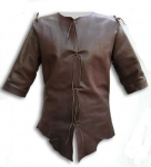Medieval - Medieval Clothing - Medieval Fantasy Costumes - Leather jacket without sleeves, front closure with metal eyelets.