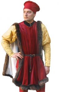 Giornea noble fifteenth century., Medieval - Medieval Clothing - Medieval Costume (Man) - Giornea velvet with fur trim, the '400 Italian artists.