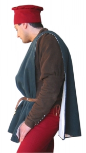 Giornea del XIV sec., Medioevo - Abbigliamento medievale - Costumi Medievali (uomo) - Abito ampio a campana privo di maniche, artisti del '400 italiano.