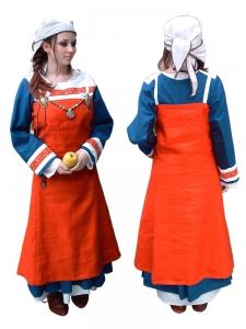 Grembiule vichingo sec. X, Medioevo - Abbigliamento medievale - Costumi Medievali Donna - Periodo, fonti: Haithabu/Hedeby. Disponibile anche con cucitura a mano. costruito in 4 pezzi.