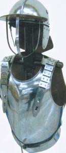 Roman Armor, Ancient Rome - Roman Armours - Roman armor polished iron - Half Suit, with a body armor, helmet, size height: 86 cm.