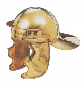 Elmo century AD Roman Imperial, Ancient Rome - Roman Helmets - Made entirely of gilded iron, handmade, dimensions: 33x 33 x 25 cm