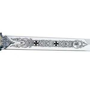 Templar Sword, Swords and Ancient Weapons - Medieval Swords - Silver Sword of the Templars, with steel blade, decorated for the first third in silver and black.