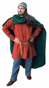 Mantello rettangolare sec. V - XII, Medioevo - Abbigliamento medievale - Costumi Medievali (uomo) - Mantello in lana, stile comune durante "i secoli buoi"