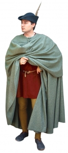 Mantello a ruota XIII secolo, Medioevo - Abbigliamento medievale - Costumi Medievali (uomo) - Mantello a ruota in lana diffuso in tutta europa nei ceti medio-alti.