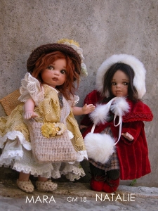 Dolls Mara and Natalie, Collectible Porcelain Dolls - Porcelain Dolls - Bisque Porcelain Dolls - Dolls porcelain bisque Size: 18 cm.