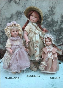 Bambola Marianna, Bambole porcellana da collezione - Bambole porcellana Montedragone - Bambola da collezione in porcellana di Bisquit, bambola con occhi dipinti. Altezza 40 cm.