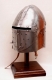 Armature elmi scudi - Elmi medievali - Elmo medievale da combattimento con visiera ribaltabile e fessure per gli occhi. Apribile anche dalla parte inferiore. Provvisto di calotta interna in cuoio regolabile per essere indossato comodamente.