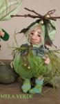Porcelain Fairy Dolls - Porcelain Fairies Elves - Elf doll: Green Apple; Doll of porcelain bisque. Height: 24 cm, collection Montedragone,