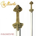 Swords and Ancient Weapons - Collectible swords historical - Inspired by the figure of Erik the Red, has a steel blade with brass-plated cast metal hilt very elaborate, decorated with figures in relief.