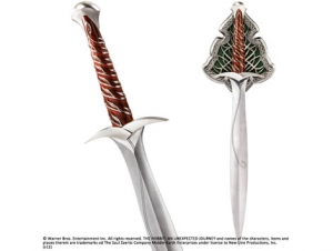 Sting Sword Full Size Replica., World Cinema - Hobbit Collection - Bas relief hand enameled handle. Stainless steel blade. Comes with diecast metal wall display. Sword measures 22 long.