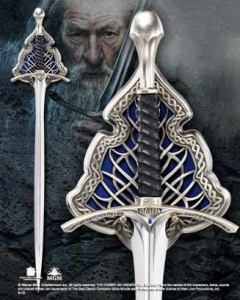 Glamdring, World Cinema - Hobbit Collection - Full size prop replica. Stainless steel blade. Comes with diecast metal wall display. Sword measures 47 inches long.