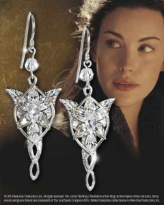 Earrings of Arwen - silver, World Cinema - The Lord of the Rings - Jewellery - Gold and Silver - Arwen silver earrings with crystals Swarovschi from the movie The Lord of the Rings