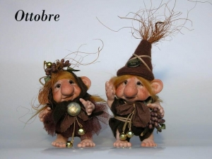 Trugg months, Porcelain Fairy Dolls - Porcelain Gnomes - Gnomes porcelain bisque