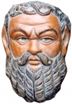 Terrecotte Pompei Ercolano Museum - Maschera di divinità greca, Pan era il dio pastore, il dio della campagna, delle selve e dei pascoli., sec.IV a.C., scultura in terracotta.