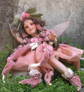 Fairy Peony, Porcelain Fairy Dolls - Porcelain Fairy - Porcelain Fairies - Fairy Sculpture, handcrafted porcelain doll Biscuit. Height: 36 cm. With glass eyes. Collection Montedragone.