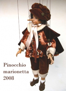 Pinocchio Marionetta 2008, Bambole porcellana da collezione - Marionette in porcellana - Marionetta personaggio in porcellana di bisquit, Altezza 68 cm.