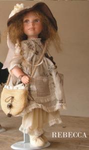 Rebecca Doll, Collectible Porcelain Dolls - Porcelain Dolls - Bisque Porcelain Dolls - Doll Collectors Montedragone. Size 38 cm. Limited series of 50 pieces. Certified Made in Italy.