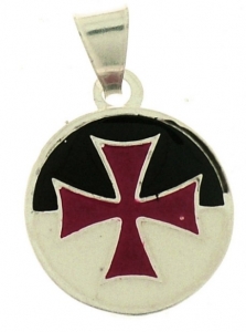 Ciondolo Templare Argento, Gioielli - Gioielli Templari medievali - Croce Templare in argento 925 smaltata, rappresenta il simbolo di uno dei più noti ordini religiosi cavallereschi cristiani: i Templari.