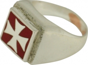 Anello croce Templare argento, Gioielli - Gioielli Templari medievali - Anello croce Templare smaltato realizzato in argento. Disponibile in varie misure, diametro interno: 21mm, 23mm.