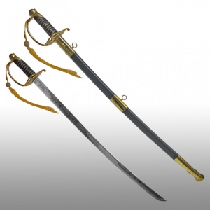 Cavalry Saber U.S.A., Swords and Ancient Weapons - Daggers and Sabres - U.S. cavalry saber, with slightly curved blade. It comes complete with scabbard covered in black leather with metal hilt.