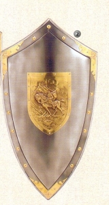 Triangular Shield El Cid, Armours - Medieval shields - Shield pinned depicting Rodrigo Diaz de Vivar, better known as El Cid.