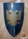 Armours - Medieval shields - Shield used in the Middle Ages, with a two-headed eagle coat of arms, made entirely of iron burnished handmade figure and chiselled and gilded.