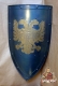 Armours - Medieval shields - Shield used in the Middle Ages, with a two-headed eagle coat of arms, made entirely of iron burnished handmade figure and chiselled and gilded.