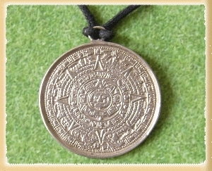Aztec Sun Gold, Jewellery - Tribal Ethnic - Pendant depicting the famous Aztec sun