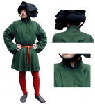 Medioevo - Abbigliamento medievale - Costumi Medievali (uomo) - Modello ad apertura frontale con ganci metallici.