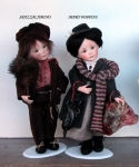 Bambole porcellana da collezione - Bambole in porcellana, Novità - Spazzacamino e Mary Poppins - Bambole da collezione in porcellana di biscuit, Spazzacamino e Mary Poppins, altezza 29 cm.