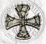Gioielli - Gioielli Templari medievali - Spilla da giacca a Croce Templare, prodotta in metallo placcato argento, Misura Larghezza 35 mm,