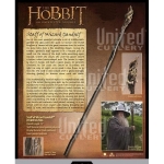 World Cinema - Hobbit Collection - Staff of Gandalf the staff is 73” overall, featuring finely cast details and authentic hand painted coloring. It is presented with an Elven styled wall display featuring Gandalf’s “G” rune, and includes a certificate of authenticity