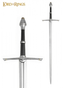 Strider Ranger Sword - Lord of the Rings, World Cinema - The Lord of the Rings - Swords and Weapons - Original Swords - Strider, also known as Aragorn is the son of Arathorn, and heir to the Kingdom of Gondor. His ancestor, Isildur, was the King who cut the Ring of Power from the hand of Sauron with the sword Narsil. Strider has served as a Ranger and joins the Fellowship to destroy the Ring that threatens his countrymen.