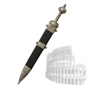 Gladio Romano Nero, Antica Roma - Gladio Romano - Il gladio romano era un arma in dotazione ai legionari romani. Lunghezza totale 80 cm. Peso del gladio: 1,2 kg. Peso fodero 0,7kg.