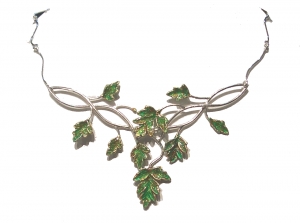 Girocollo foglie larghe centrali, Gioielli - Il Tesoro degli Elfi - Girocollo a foglie larghe con catenina. Argento 925.