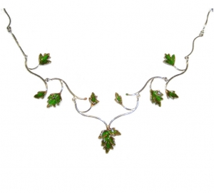 Choker leaves jointed, Jewellery - The Treasury of Elves - Choker leaf joint. Silver 925, Jewels of this line are made from reproductions of real leaves or other natural materials subsequently rendered in silver 925.
