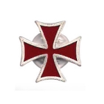 Gioielli - Gioielli Templari medievali - Spilla Templare in argento 925, colore rosso, il simbolo della croce rappresenta uno dei più noti ordini religiosi cavallereschi cristiani: i Templari.
