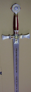 Damascene Sword Templar, Swords and Ancient Weapons - Templar Swords - Damascene Sword Templar handle inlaid gold and Templar cross.
