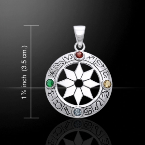 Astrological Wheel, Jewellery - Celtic Jewellery - Silver 925/100. Size: 2.6 cm x 2.6 cm.
