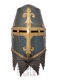 Armature elmi scudi - Elmi medievali - Elmo crociato da combattimento a protezione del capo a cielo piatto con ferratura di rinforzo.