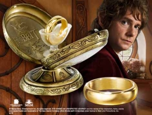 The One Ring - The Hobbit, World Cinema - Hobbit Jewelry - Authentic prop replica. Crafted in stainless steel. Comes complete with special metal display measuring approximately 3.25 high. Size 10 only.