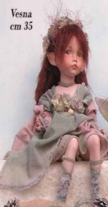 Vesna, Porcelain Fairy Dolls - Porcelain Angels Dolls - Character collectible porcelain bisque in a sitting position, 13.77 inches (height: 35 cm).