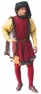 Dress nobleman of the fifteenth century., Medieval - Medieval Clothing - Medieval Costume (Man) - Italian-style dress complete or Burgundy (1440-1490 approximately.